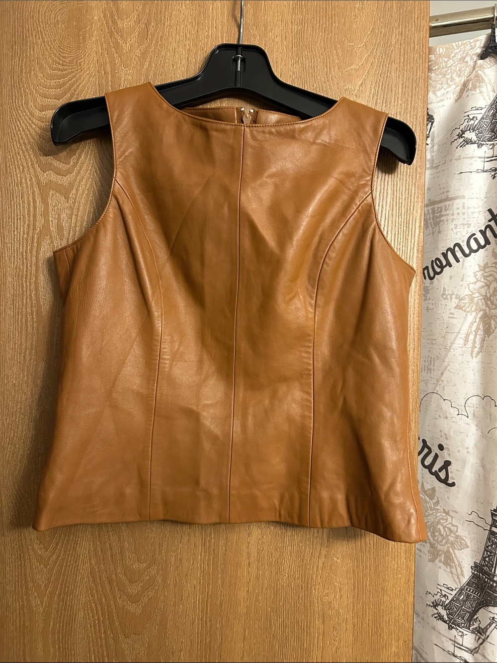 Siena Studio Cognac Leather Sleeveless Shell